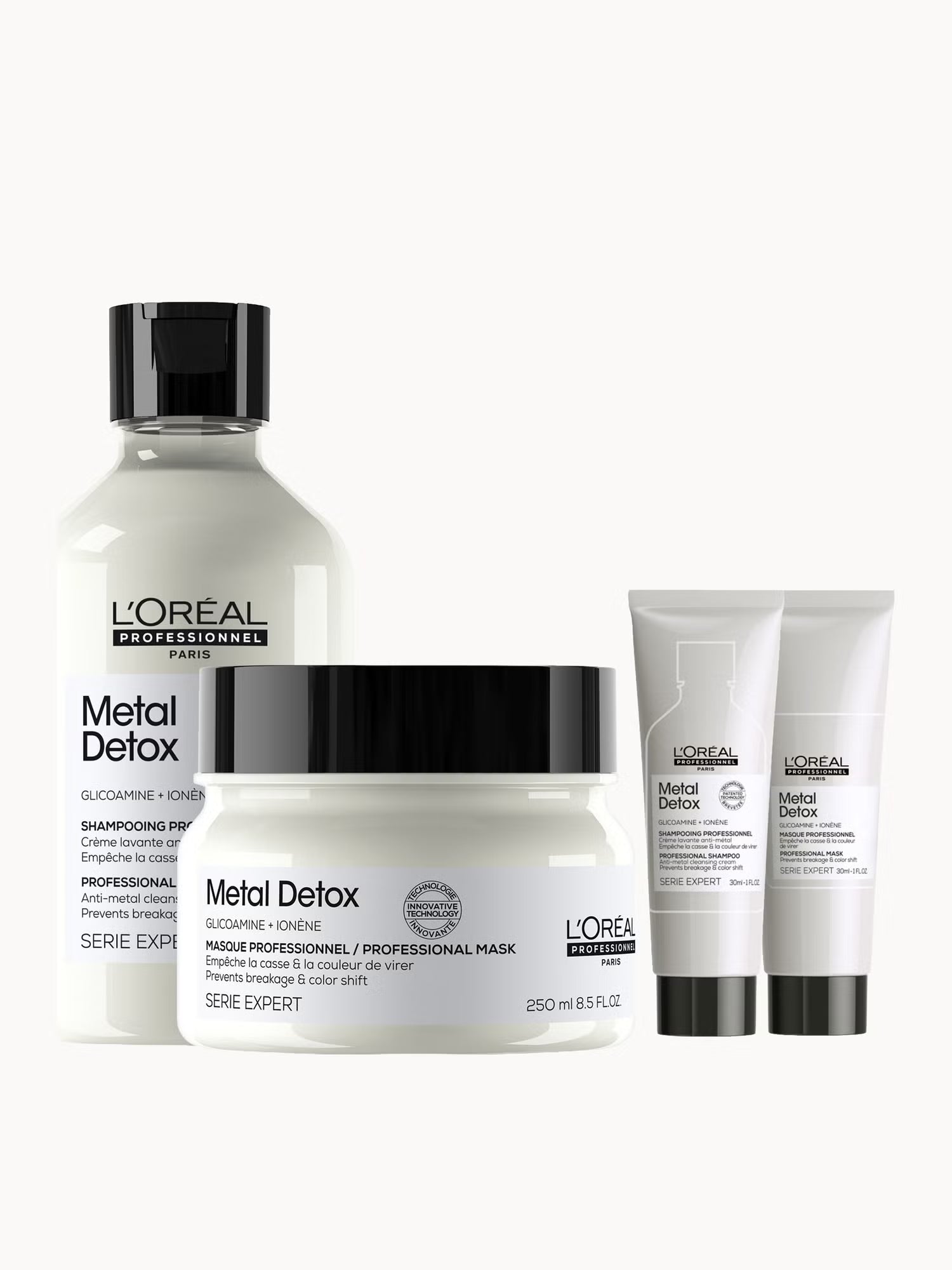 L'OREAL PROFESSIONNEL METAL DETOX SHAMPOO & HAIR MASK WITH FREE MINI SHAMPOO & HAIR MASK 30ML FOR DAMAGED HAIR